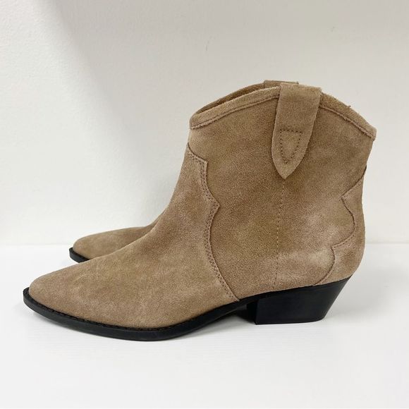 Chelsea & Violet Shoes - Chelsea & Violet Goldy Boots Leather Suede Taupe 9